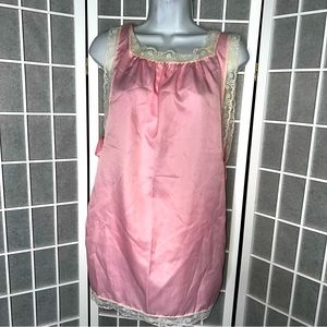 Vintage babydoll pink lace trimmed apron nightie size small